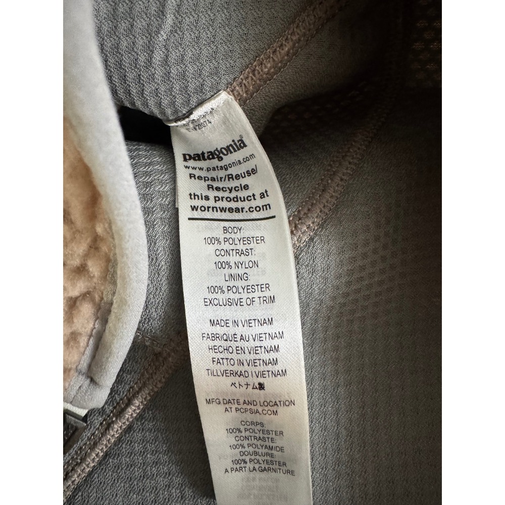 Patagonia Women's Classic Retro-X Fleece Jacket Tan Grey Neon Yellow Size Medium - Picture 4 of 8